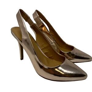 Shoedazzle Aliah Slingback Pumps Women's Size 9 Pointed Toe Rose Gold Metallic